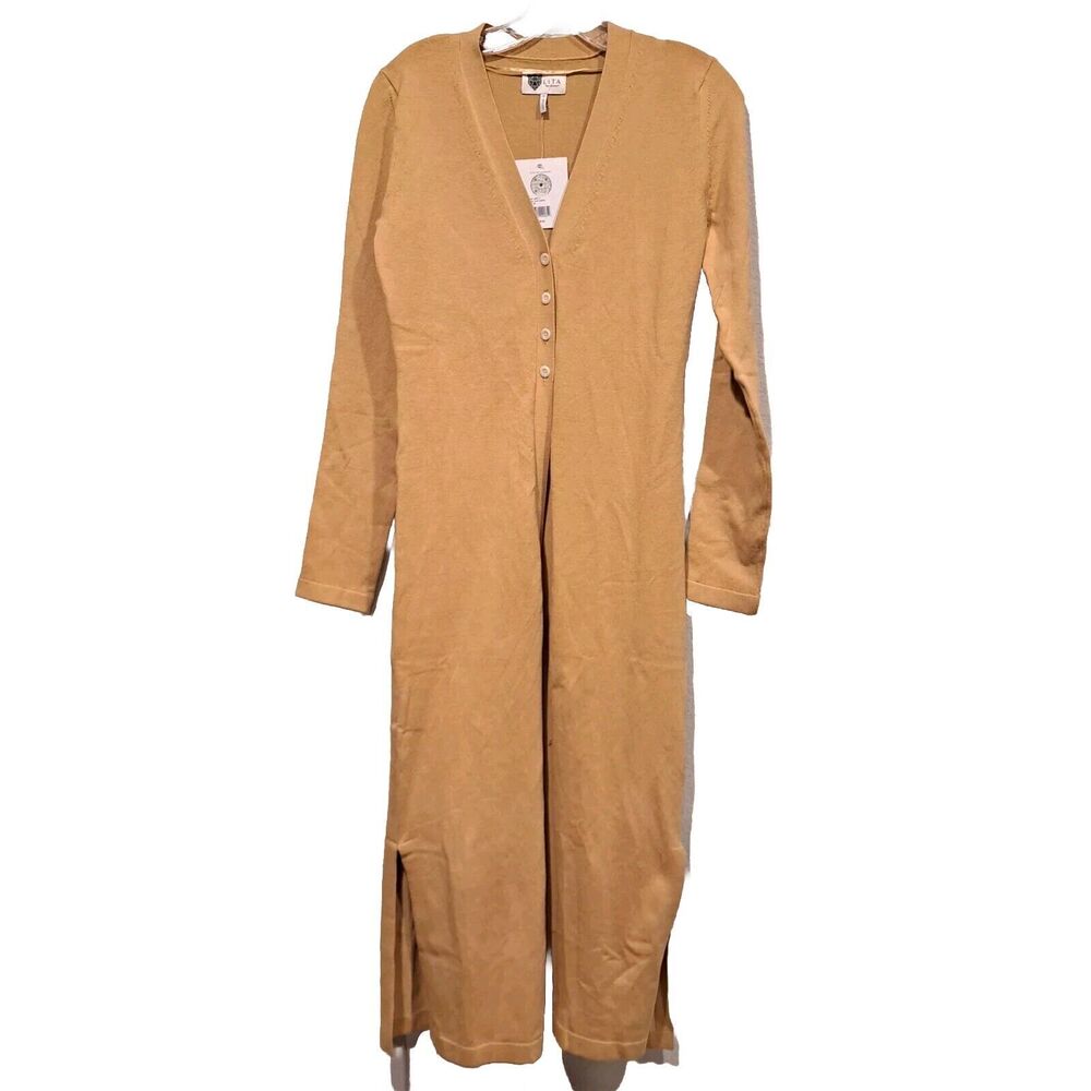 LITA By Ciara Icon Rib Cardigan Dress in Iced Coffee Long Sleeved Women's Size M